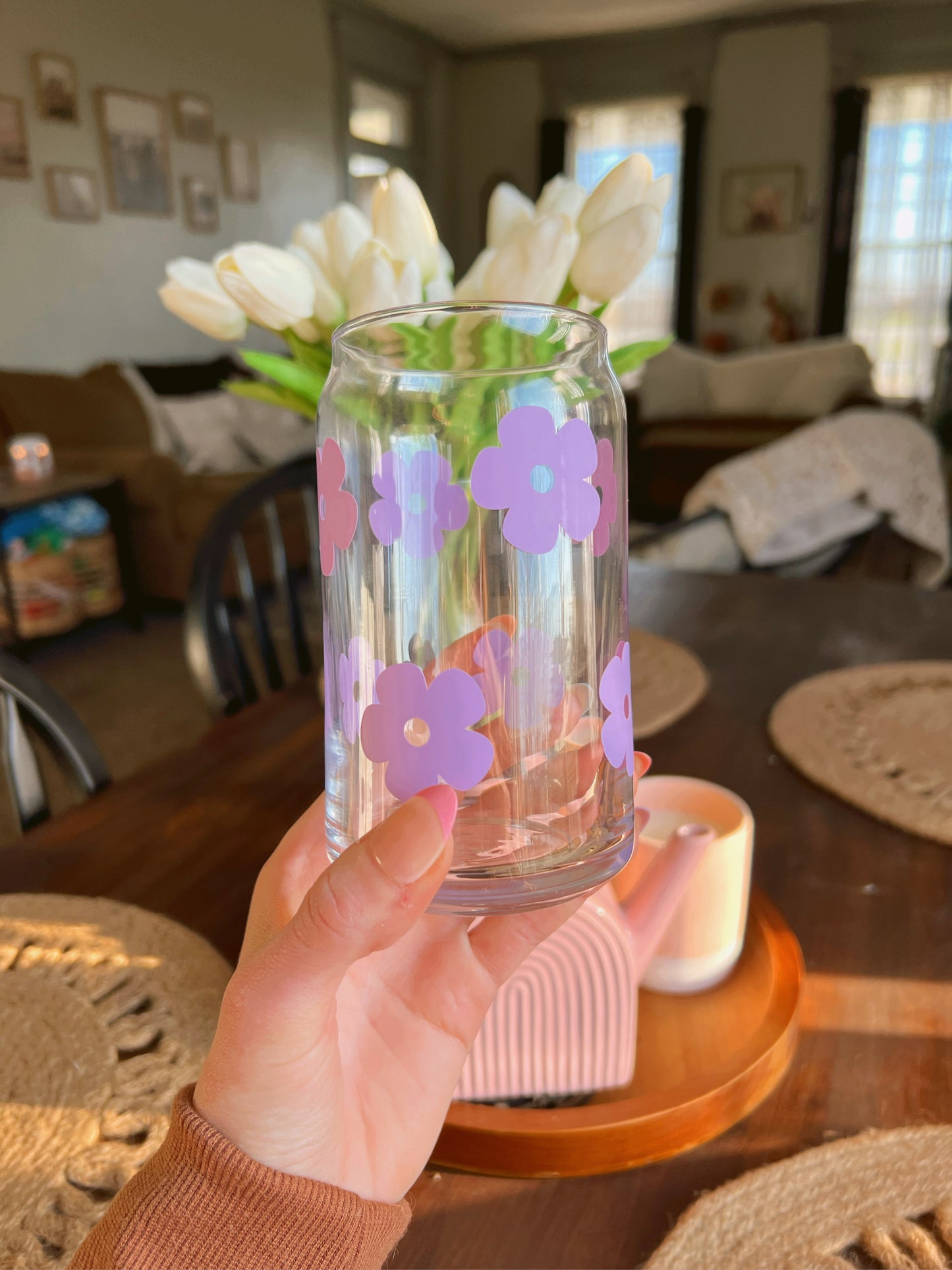 Retro Flower Glass Purple